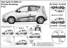 Rider Ochranné boční lišty na dveře, Opel Agila II, 2008-2014