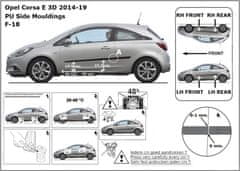 Rider Ochranné boční lišty na dveře, Opel Corsa E, 2015-2019, 3 dveř.