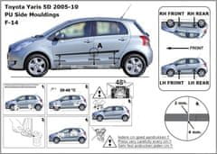 Rider Ochranné boční lišty na dveře, Toyota Yaris II, 2005-2011, 5 dveř.