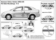 Rider Ochranné boční lišty na dveře, Daewoo Kalos, 2002-2004