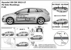 Rider Ochranné boční lišty na dveře, Hyundai i30 II, 2012-2017, Combi, Hatchback