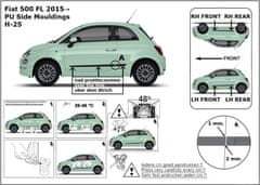 Rider Ochranné boční lišty na dveře, Fiat 500, 2015-, HTB, Facelift