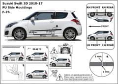 Rider Ochranné boční lišty na dveře, Suzuki Swift IV, 2010-2017, 3 dveř.