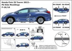 Rider Ochranné boční lišty na dveře, Honda Civic Tourer IX, 2013-2017, Combi