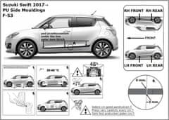 Rider Ochranné boční lišty na dveře, Suzuki Swift, 2017-2024