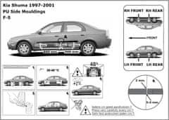 Rider Ochranné boční lišty na dveře, Kia Shuma, 1997-2004, Sedan