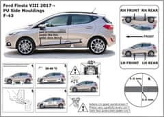 Rider Ochranné boční lišty na dveře, Ford Fiesta VII, 2017- , 5-dveř.