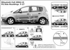 Rider Ochranné boční lišty na dveře, Mitsubishi Colt, 2008-2012, 5-dvéř.