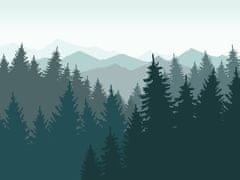 AG Design Modrozelený les, vliesová fototapeta, 360x270 cm