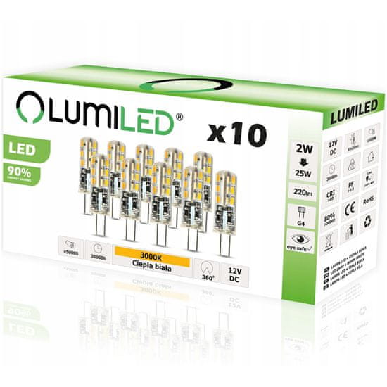 LUMILED 10x LED žárovka G4 CAPSULE 2W = 25W 220lm 3000K Teplá bílá 360°