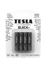 TESLA BLACK+ alkalická baterie AAA (LR03, mikrotužková, blister) 4 ks