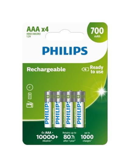 Philips Baterie R03B4A70/10 nabíjecí AAA 700 mAh 4ks