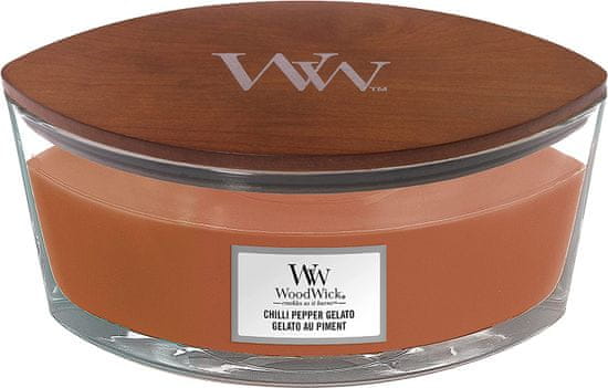 Woodwick WoodWick vonná svíčka s dřevěným knotem Elipsa Chilli Pepper Gelato 453,6 g