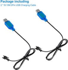 YUNIQUE GREEN-CLEAN 2ks USB nabíjecí kabel SM-2P 250mah výstup RC auto pro 6V ni-mh baterie barva světle modrá