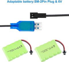 YUNIQUE GREEN-CLEAN 2ks USB nabíjecí kabel SM-2P 250mah výstup RC auto pro 6V ni-mh baterie barva světle modrá