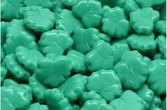 Kraftika 12 ks opaque turquoise zelené listy české skleněné vločky