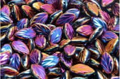 Kraftika 20 ks kovové sliperit purple gold leaf beads české skleněné