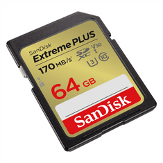 SanDisk Extreme PLUS 64GB SDXC Memory Card 170MB/s and 80MB/s, UHS-I, Class 10, U3, V30