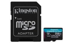 Kingston 256GB microSDXC Canvas Go! Plus 170R/100W U3 UHS-I V30 Card + SD Adapter