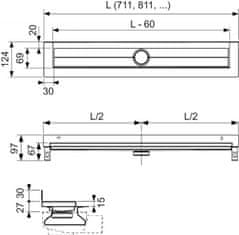 Tece TECEdrainline rovný žlab s přírubou120cm 601201 - Tece