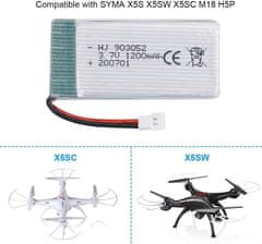 YUNIQUE GREEN-CLEAN 1 ks dobíjecí Lipo baterie (3.7V, 1200mAh Lipo) pro RC drony Syma X5SC X5SW Kvadrokoptéry