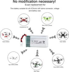 YUNIQUE GREEN-CLEAN 1 ks baterie pro Syma Drone x5C X5 3.7V 650mAh 25C Advanced Lipo