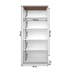 KONDELA Vysoký regál, bílá / dub sonoma, TOPTY TYP 06