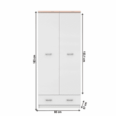 KONDELA Dvoudveřová skříň 2D1S, bílá / dub sonoma, TOPTY TYP 01