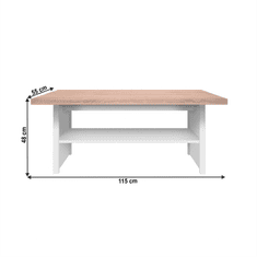 KONDELA Konferenční stolek 115, bílá / dub sonoma, TOPTY TYP 18