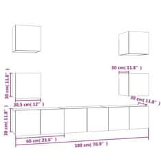 Vidaxl 7dílný set TV skříněk šedý sonoma kompozitní dřevo