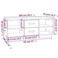 Greatstore TV skříňka medově hnědá 100 x 34 x 40 cm masivní borové dřevo