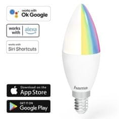 Hama Chytrá žárovka SMART WiFi LED E14, 5, 5 W, RGBW, stmívatelná