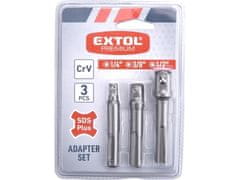 Extol Premium Adaptéry sada (8819695) 3ks z SDS PLUS na čtyřhran, 1/4&quot;-3/8&quot;-1/2&quot;, CrV