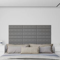 Greatstore Nástěnné panely 12 ks šedé 60 x 15 cm umělá kůže 1,08 m²