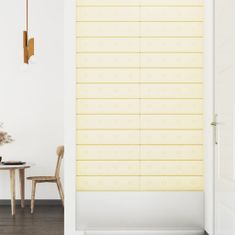 Vidaxl Nástěnné panely 12 ks krémové 60 x 15 cm umělá kůže 1,08 m²