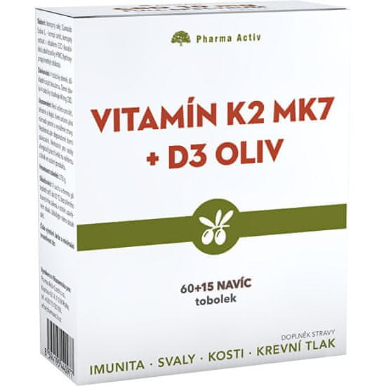 Pharma Activ Vitamín K2 MK7 + D3 OLIV 60+15 tobolek