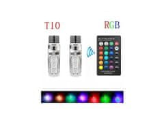 commshop RGB LED autožárovky W5W T10 s dálkovým ovládáním, 2ks