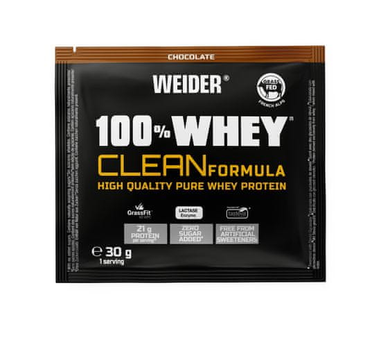 Weider 100% Whey Clean Formula 30 g, syrovátkový koncentrát špičkové kvality, Bílá čokoláda