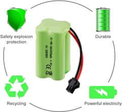 YUNIQUE GREEN-CLEAN 1 kus 4.8V AA baterie, 2400mAh dobíjecí Ni-MH baterie, SM 2P konektor pro HY800 F1 F3 RC lodní RC sběrnice s SM 2P USB nabíjecí kabel