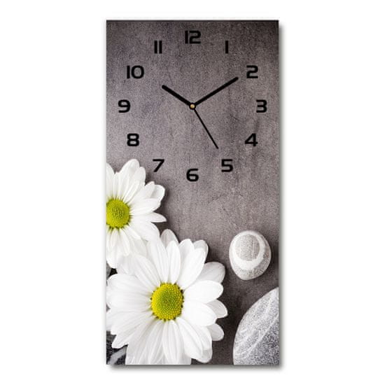 Wallmuralia Moderní hodiny nástěnné Gerbera bílé 30x60 cm