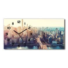 Wallmuralia Skleněné hodiny na stěnu New York ptačí pohled bílé 60x30 cm