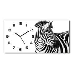 Wallmuralia Skleněné hodiny na stěnu tiché Zebra ve sněhu bílé 60x30 cm