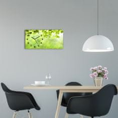 Wallmuralia Moderní skleněné hodiny na stěnu Listí černé 60x30 cm