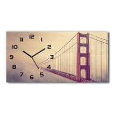 Wallmuralia Skleněné hodiny na stěnu Most San Francisco bílé 60x30 cm