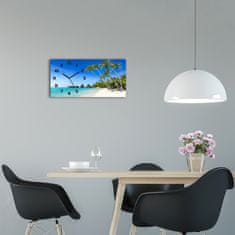 Wallmuralia Moderní skleněné hodiny na stěnu Maledivy černé 60x30 cm