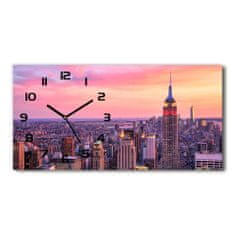 Wallmuralia Skleněné hodiny na stěnu New York západ slunce černé 60x30 cm