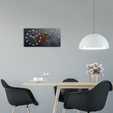 Wallmuralia Moderní skleněné hodiny na stěnu Zrnka kávy bílé 60x30 cm