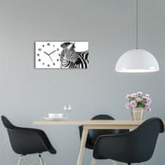 Wallmuralia Skleněné hodiny na stěnu tiché Zebra ve sněhu černé 60x30 cm