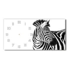 Wallmuralia Skleněné hodiny na stěnu tiché Zebra ve sněhu bílé 60x30 cm