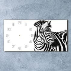 Wallmuralia Skleněné hodiny na stěnu tiché Zebra ve sněhu bílé 60x30 cm